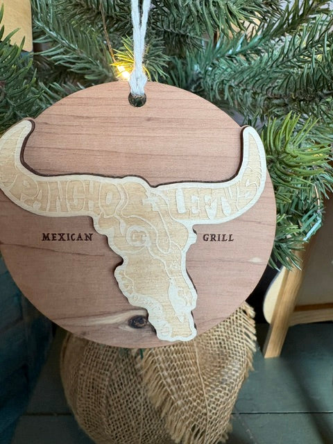 Pancho & Leftys Steer Head Christmas Ornament